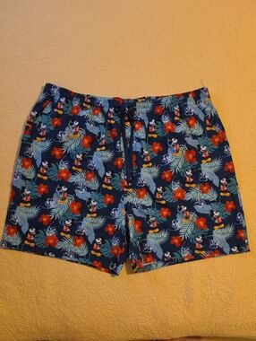 Disney Parks Men's Navy Floral Mickey Swim Trunks